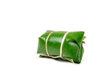 "Khao Tom Mad", Thai dessert, steamed sticky rice with banana is