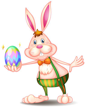 A rabbit holding an easter egg