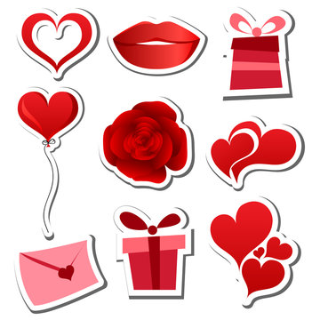 Valentines day sticker set