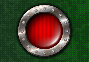 Red round lamp with rivets