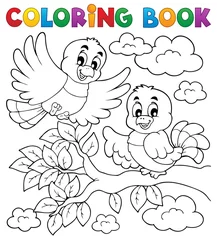 Crédence de cuisine en verre imprimé Pour enfants Livre de coloriage oiseau thème 2