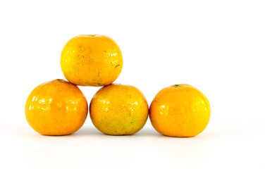 four Oranges Isolated on White Background