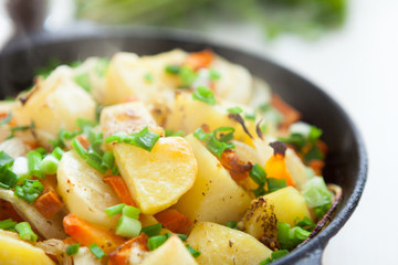 golden pieces of fried potatoes