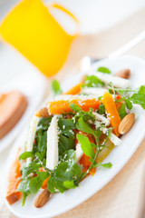 delicious salad with pumpkin and greens