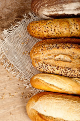 Fresh baked traditional bread and wheat