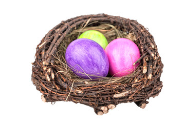 nest with easter eggs