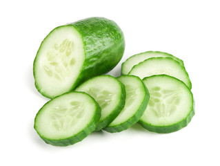 Slices of cucumber isolated on white