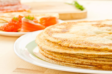 Pancakes with salted salmon