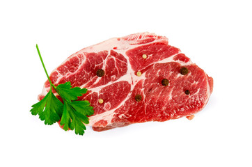 Meat piece of raw with parsley