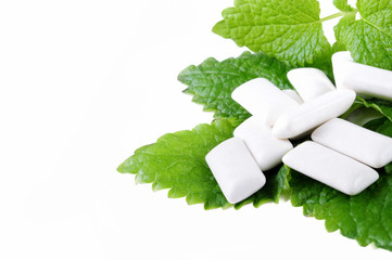 Fresh leas mint with chewing gum