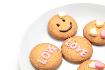 Valentine cookies on white background