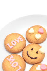 Valentine cookies on white background