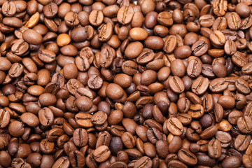coffee beans close up isolated on white