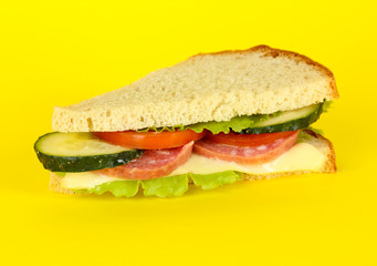 Sandwich on yellow background