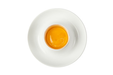 Egg in bowl isolated on white