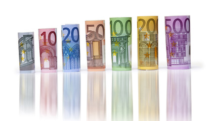 Geld, Euroscheine gerollt