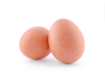 Two eggs on white background