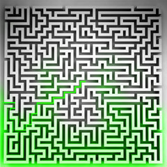 green way solution at three dimensional maze top view