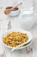 pumpkin granola with milk and honey