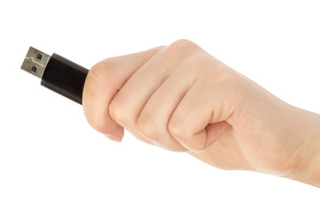 hand with an USB flash