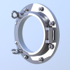 Silver porthole viewed from the right