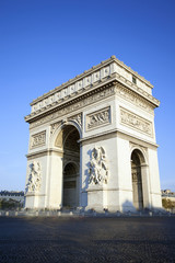 vertical view of famous Arc de Triomphe