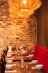 Foto auf Acrylglas Restaurant interior of modern restaurant , empty glass on table.