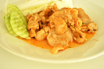 savory curry with pork and fresh vegetable