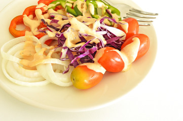 vegetable salad in white plate