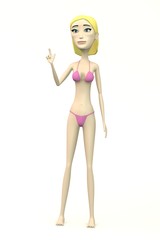 female character in swimsuit - finger up
