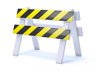 Black and yellow road barrier sign top view