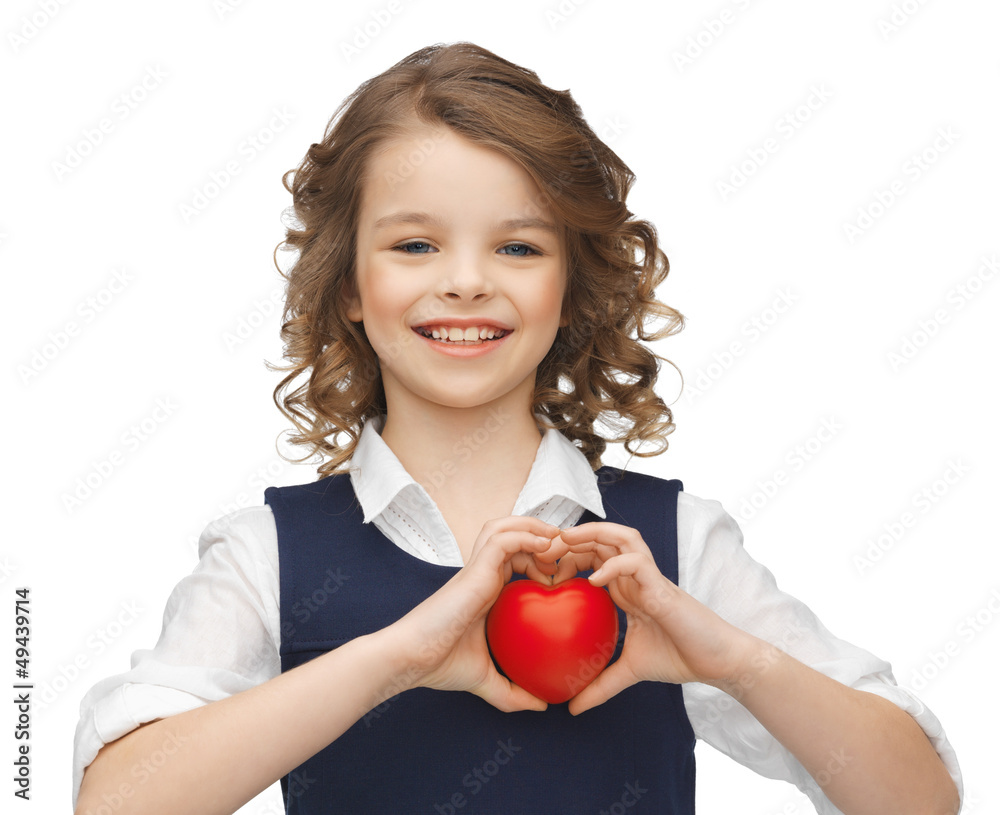 Wall mural girl with small heart