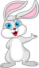 Funny rabbit cartoon waving