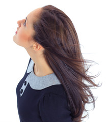 Portrait of a happy young female laughing