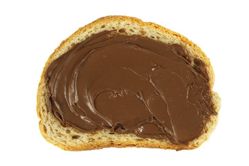bread with chocolate on a white background