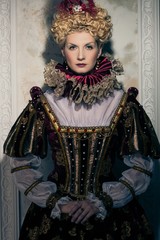 Haughty queen in royal dress - obrazy, fototapety, plakaty