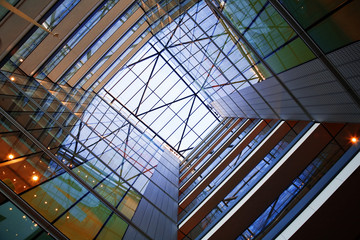 Atrium of modern building - obrazy, fototapety, plakaty