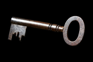 antique key on black