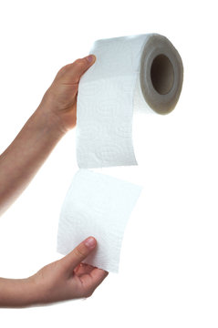 hand holding toilet paper