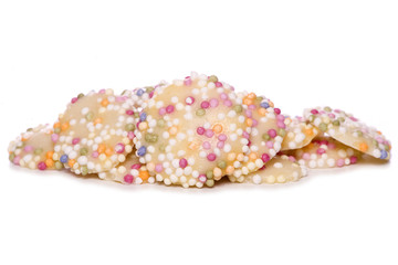 white chocolate buttons with sprinkles cutout
