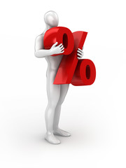 Person with percent symbol