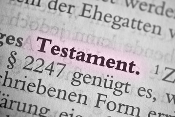 Testament - schwarz weiß Text mit Markierung - obrazy, fototapety, plakaty
