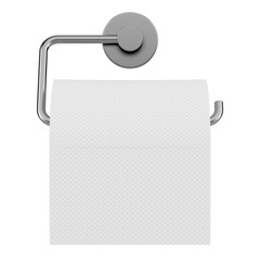 toilet paper on holder isolated on white background