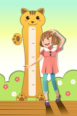 Meisje meet haar lengte