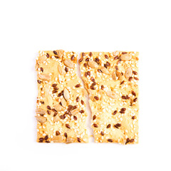 Wholesome biscuits with cereal isolated on white.