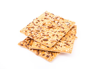 Wholesome biscuits with cereal isolated on white.