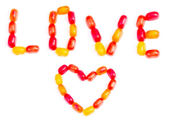 Colorful jelly candy love note
