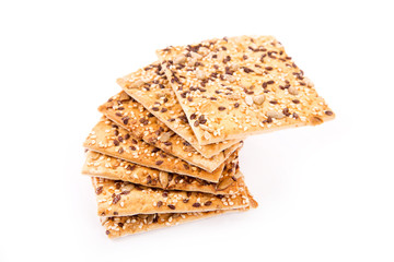 Wholesome biscuits with cereal isolated on white.