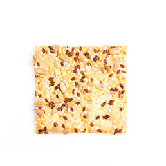 Wholesome biscuits with cereal isolated on white.