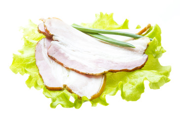 Bacon with salad leaves